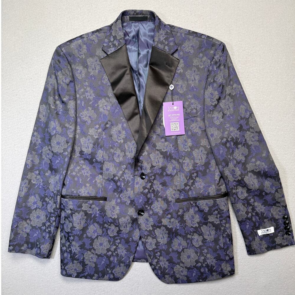Tayion Collection Men's Classic-Fit Dinner Jacket Blazer Gray/purple 40S $360